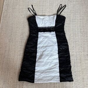 BCBGMaxAzria Black and White Mini Dress- strapless